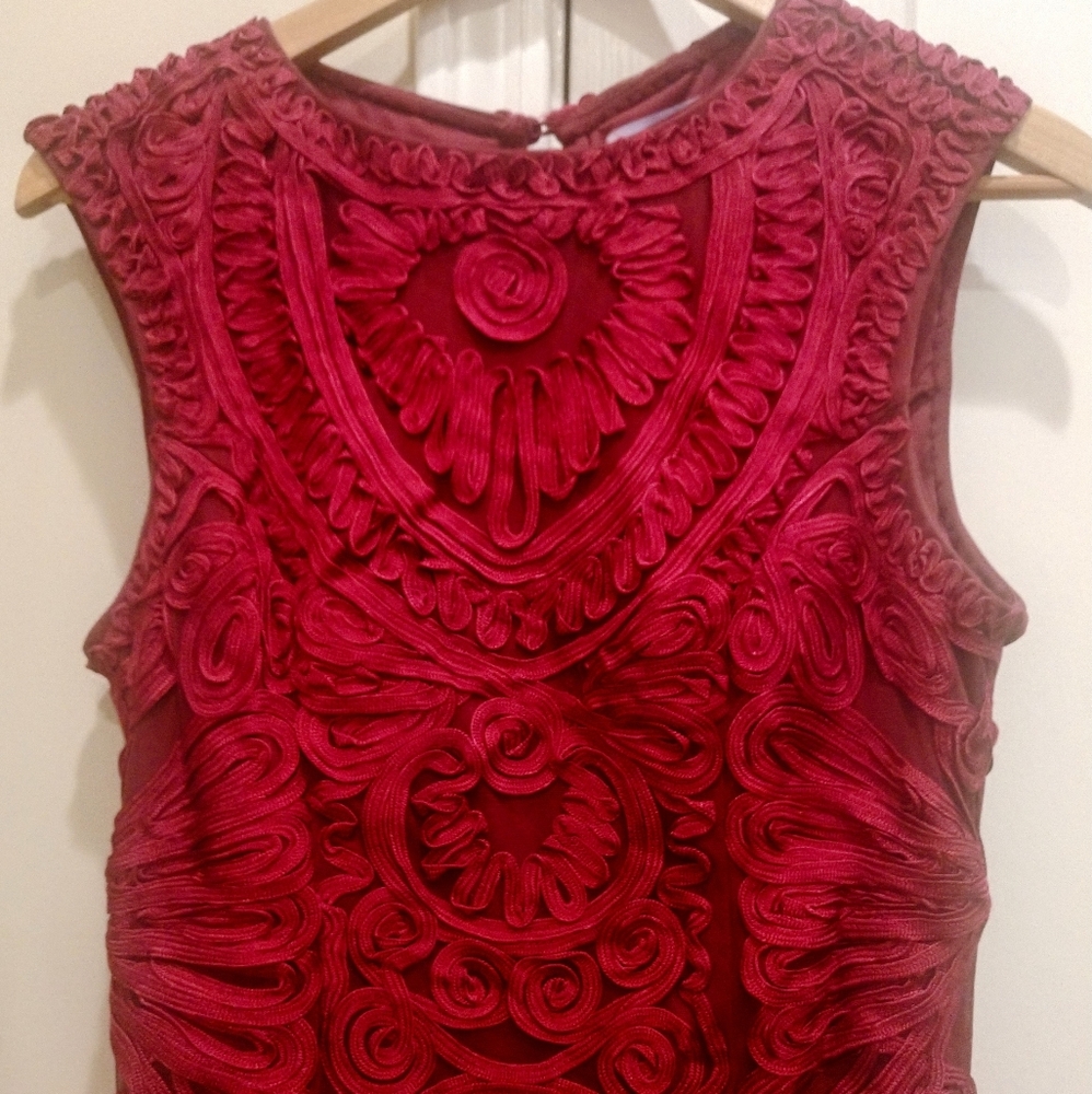 Form fitting wine colored evening dress